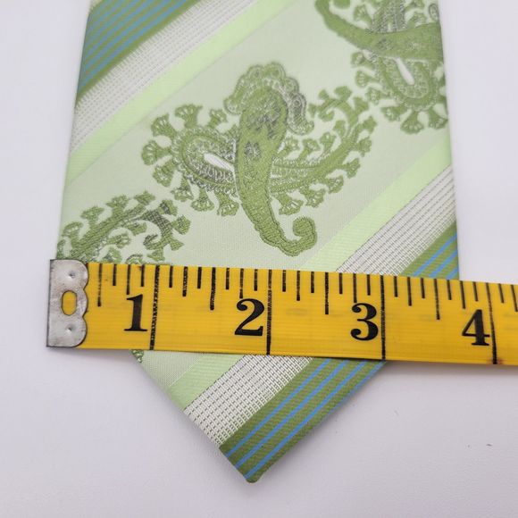 Fratello Men's Embroidered Paisley Tie Green - Picture 2 of 6